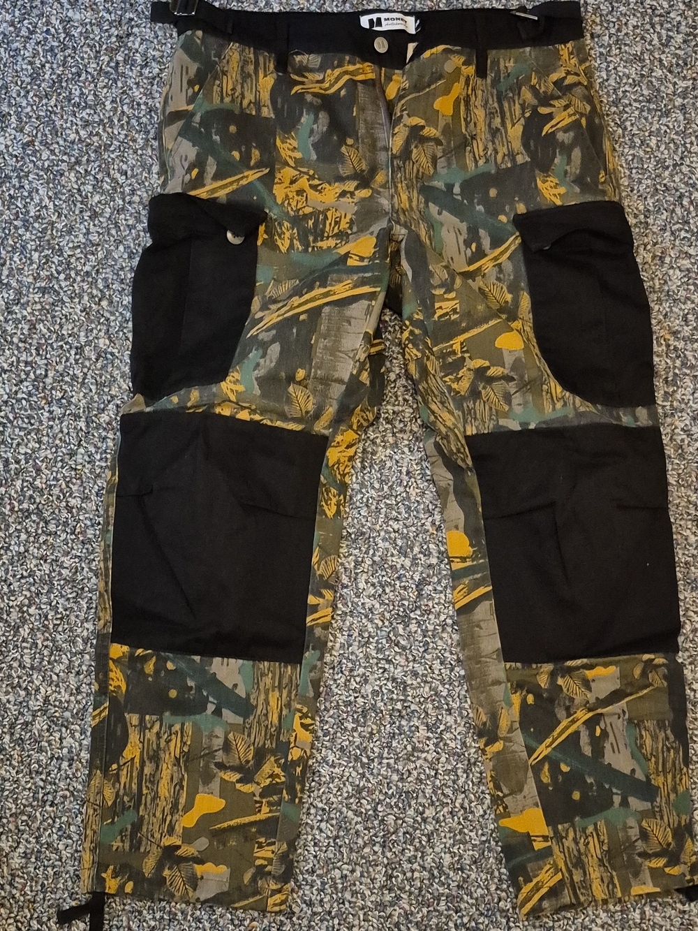 Monet Men's Camouflage Cargo Pants with Black Knee Panels